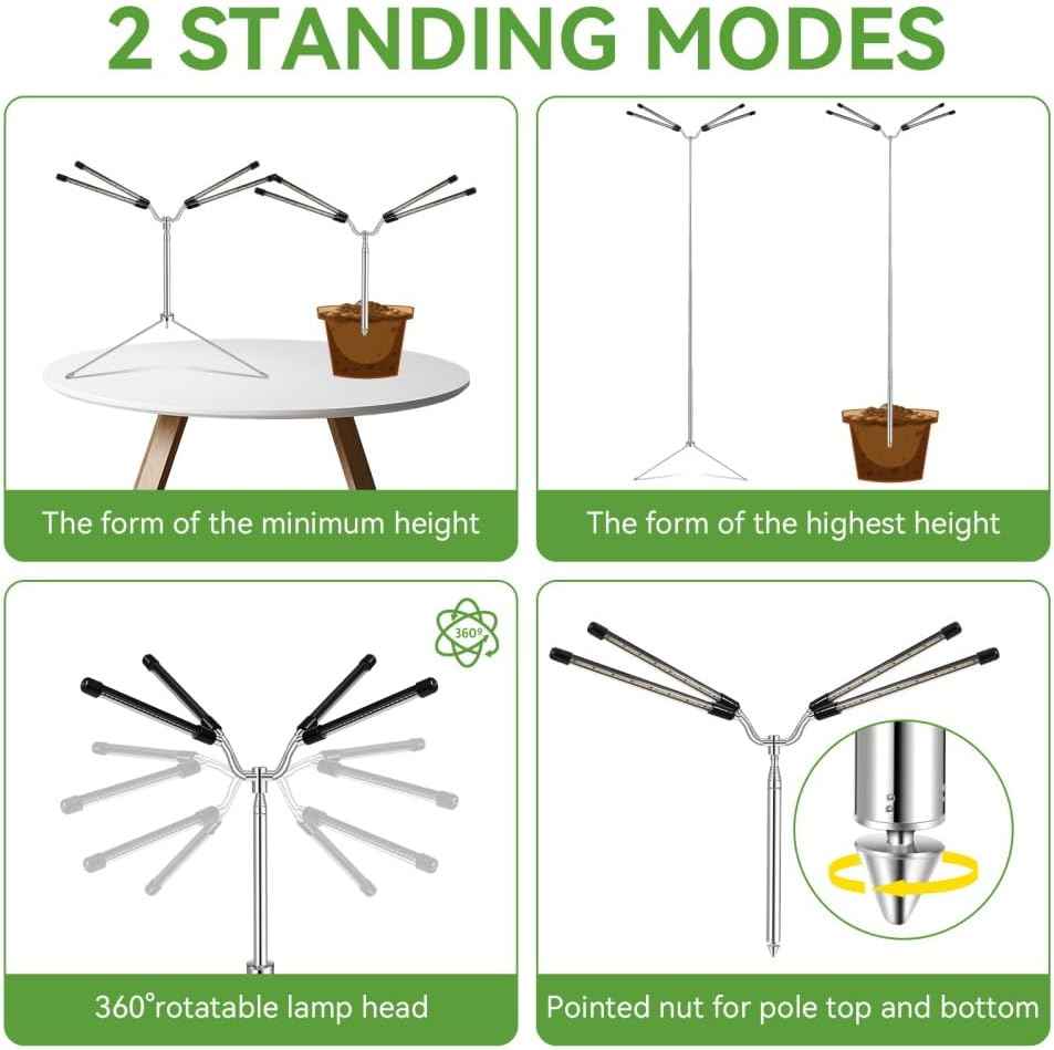 Grow Lights for Indoor Plants – Premium Birthday Gift for Plant Lovers, Full Spectrum 4-Head Floor Lamp