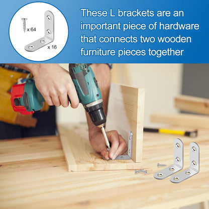 HENSUN L Bracket Set – Home Office Furniture Stabilizer, Silver Braces to Reinforce Desks and Workstation Shelves