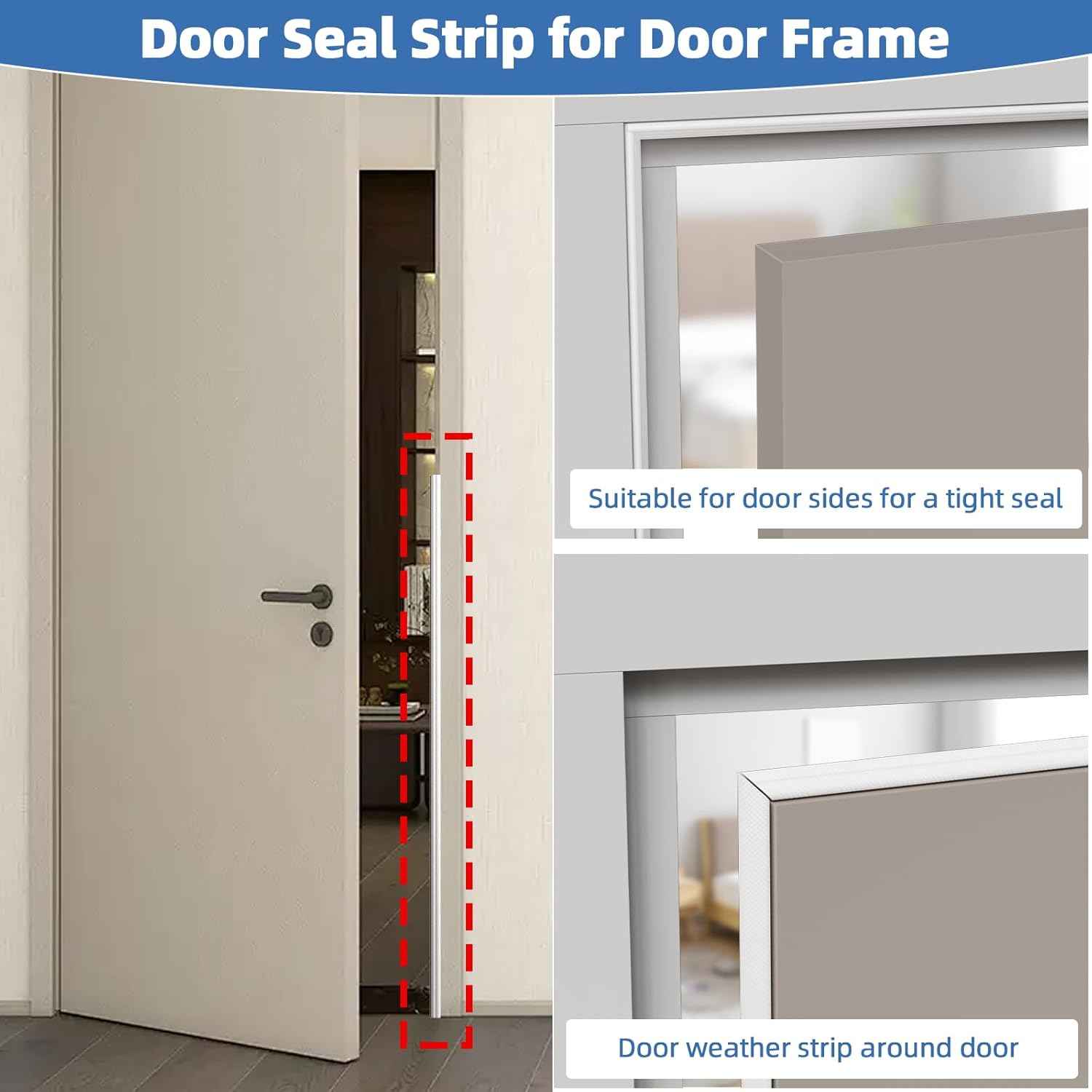 FrostGuard Wedge Foam Weather Strip – Clean White Door Frame Seal for Uncluttered Interiors, Simple Draft Stopper