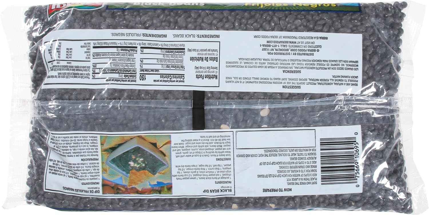 Iberia Black Beans, 4lb – Single-Ingredient Pantry Staple for Clutter-Free Bulk Storage