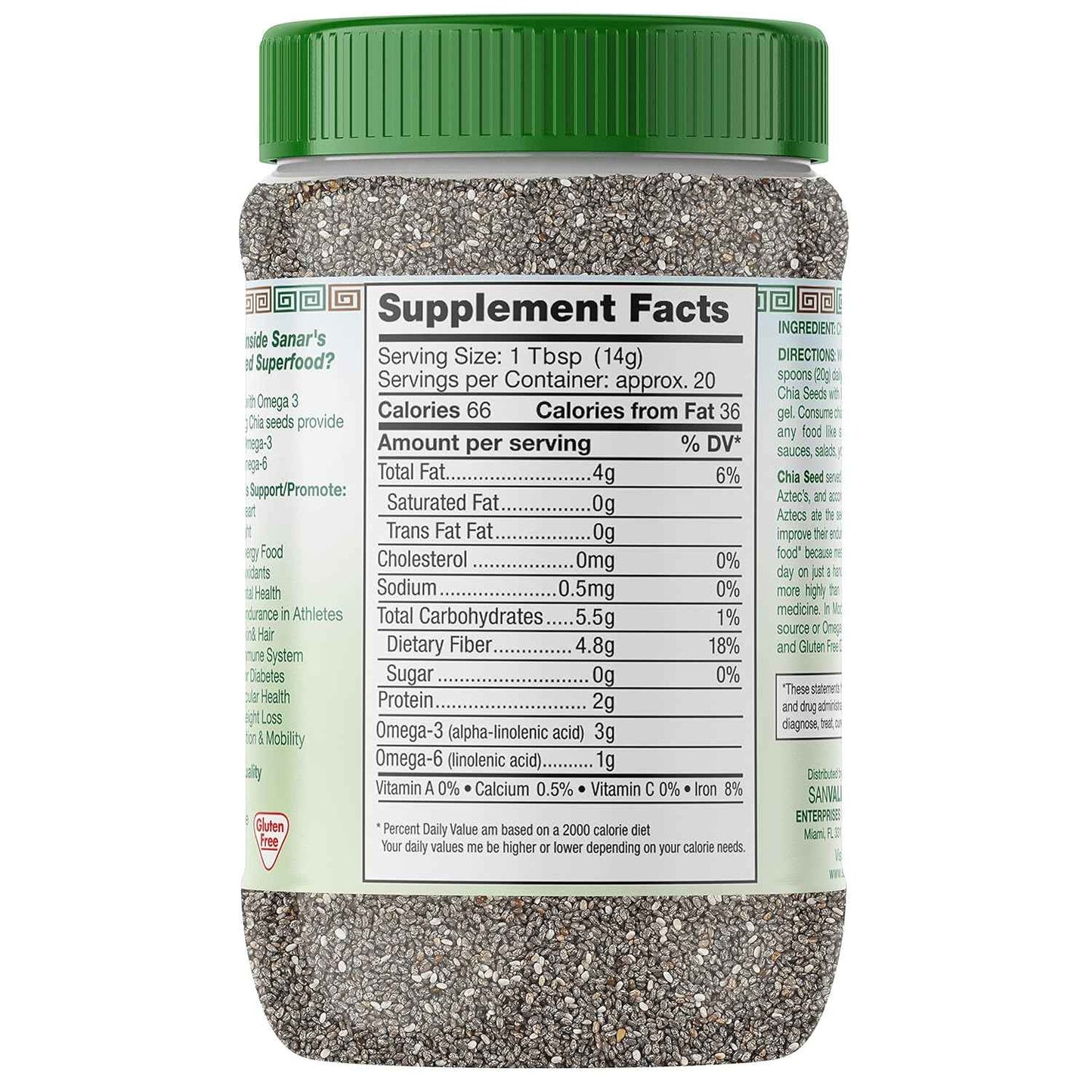 Sanar Naturals Chia Seeds – Quick Satiety Fuel for Focused Workdays and Home Office Lunch Prep, High Fiber