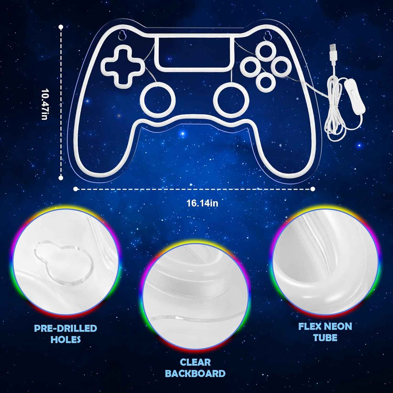 Kavaas Gamer Neon Sign – Modern LED Wall Art for Gaming Room and Home Office, Vibrant Gamepad Accent Light