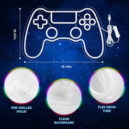 Kavaas Gamer Neon Sign – Modern LED Wall Art for Gaming Room and Home Office, Vibrant Gamepad Accent Light