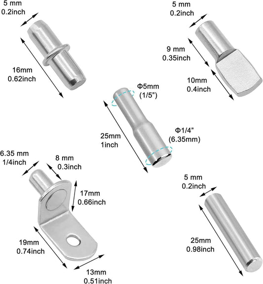 Krysalid Decor Shelf Pin Kit - Clean Polished Nickel Cabinet Hardware for Clutter-Free Built-In Storage