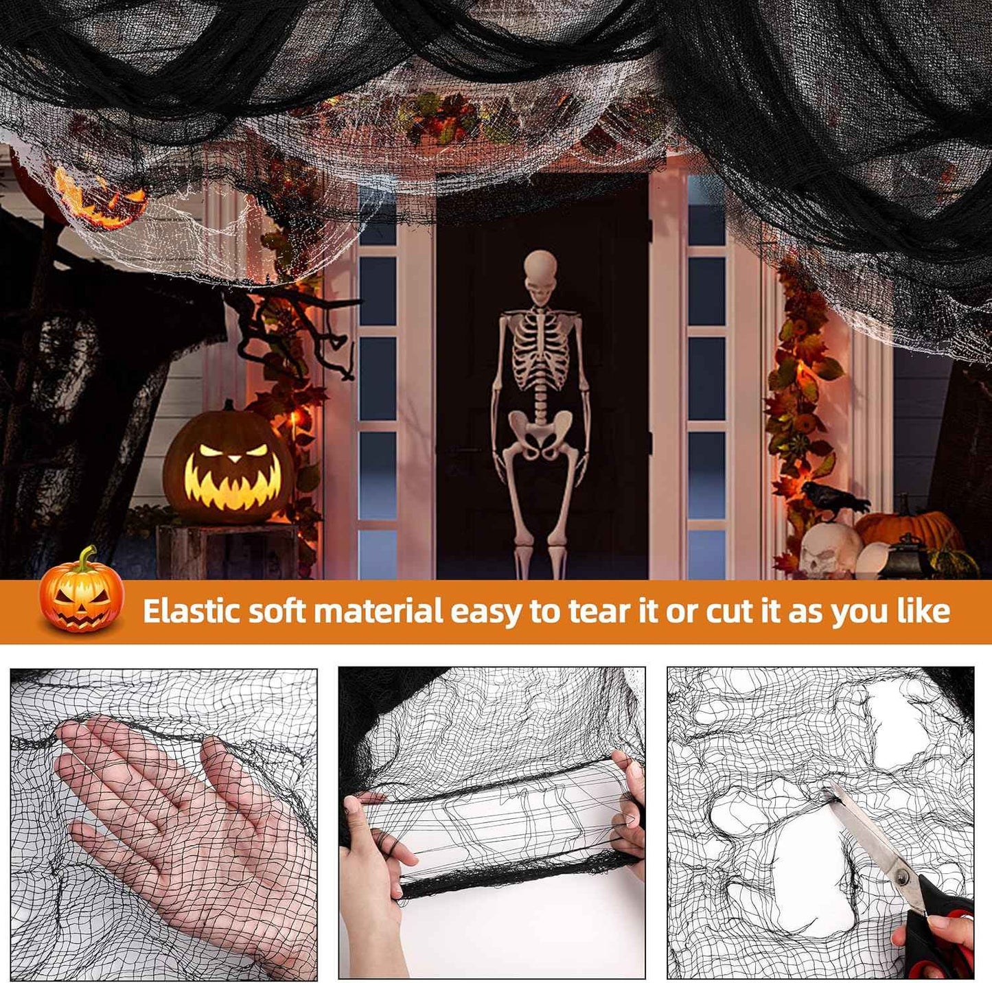 Creepy Cloth 6-Piece Halloween Gauze Set – Spooky Season Gift for Hosts and Home Decor Lovers