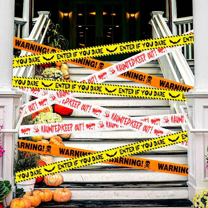 Halloween Caution Tape Roll – Weatherproof Yard and Porch Decoration for Trick-or-Treat Pathways
