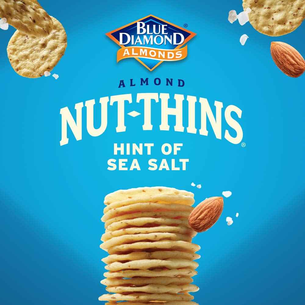 Blue Diamond Almonds Nut-Thins Hint of Sea Salt – Resealable Road Trip Cracker for Backseat Snacking