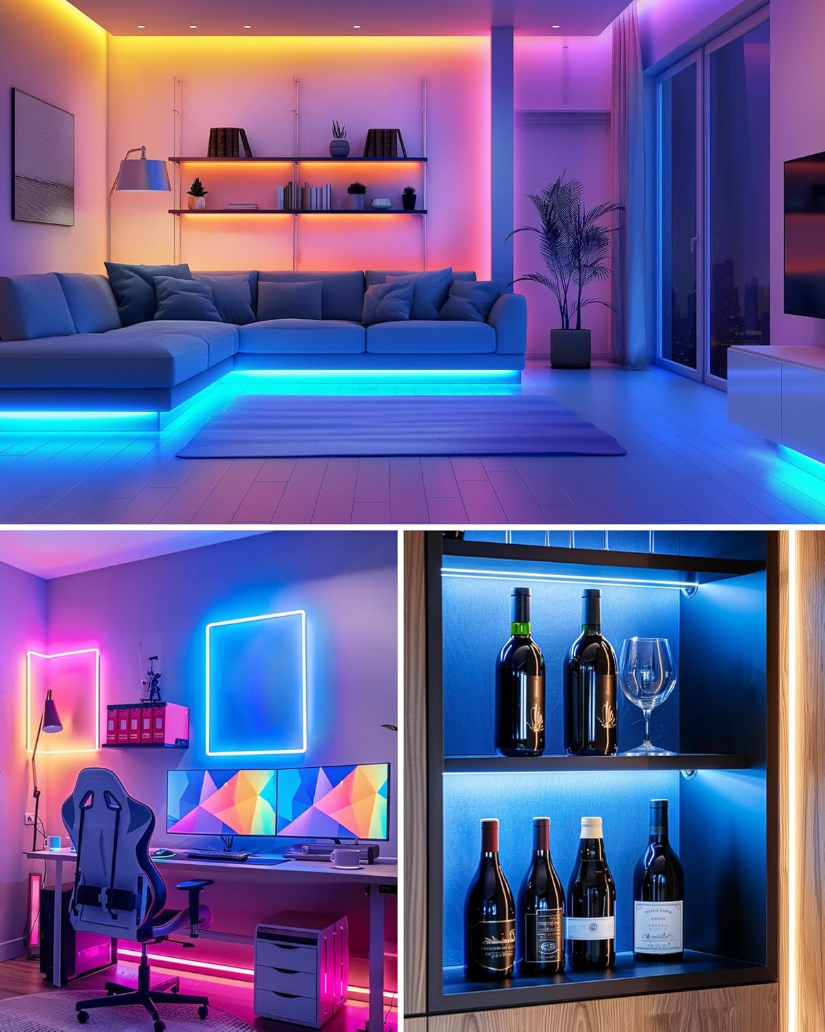 HitLights LED Strip Lights – Home Office Ambiance Lighting for Desk and Monitor Backlight, RF Remote Control