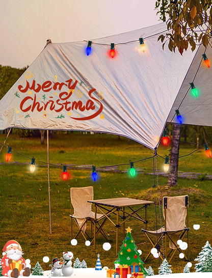 Holiday Brilliance Multicolor C9 String Lights – Retro Bedroom Aesthetic Lighting for Windows, Columns and Reading Nook