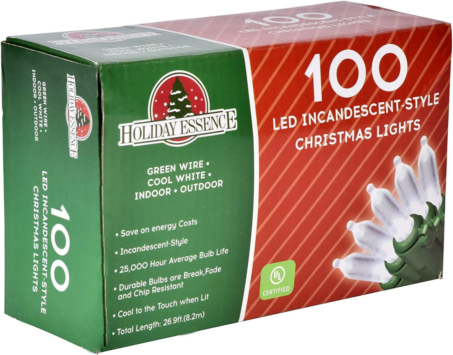 Holiday Essence Flameless LED String Lights for Worry-Free Home, Cool-to-Touch 100 Bulbs Indoor and Outdoor Safe