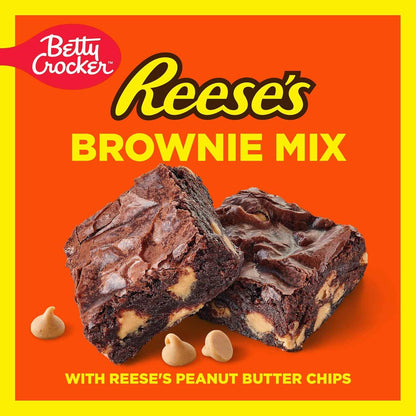 Betty Crocker REESE'S Brownie Mix with Peanut Butter Chips – Fast Dessert for Busy Home Bakers and Dorm Room Baking