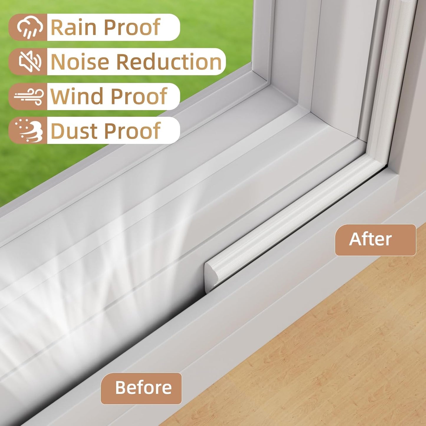 Holikin Wedge Foam Weather Stripping – Single Roll Door and Window Seal, Neutral White Tape for an Uncluttered Frame Line