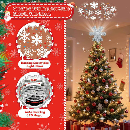 [Brand Name] Rotating Snowflake Projector Tree Topper – Smoke-Free Holiday Lighting, Whisper-Quiet Motor for Bedrooms and Sleeping Areas