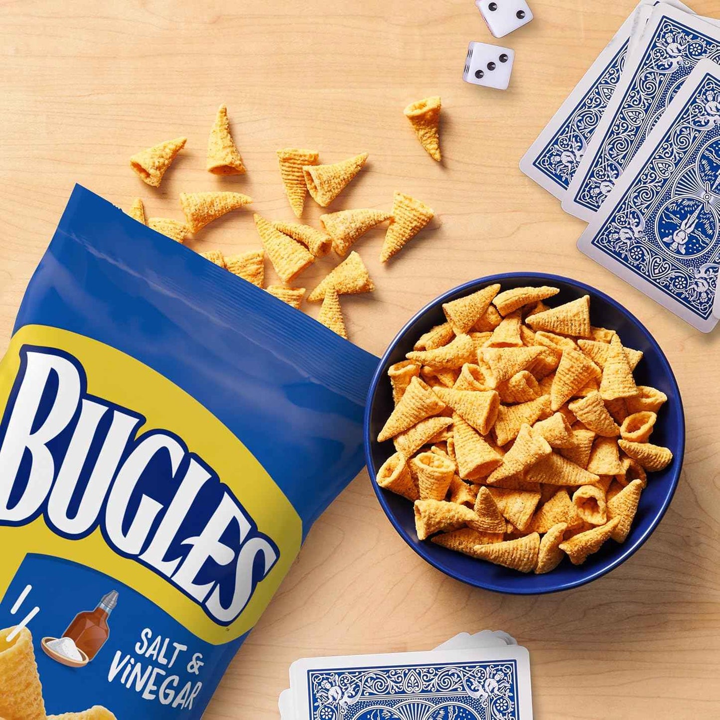 Bugles Salt and Vinegar Corn Cone Snacks 7.5 oz – Playful Care Package Gift for College Students and Teens