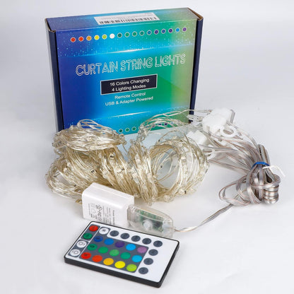 HOME LIGHTING Curtain Lights 300 LED – Thoughtful Housewarming Gift for Women, 16 Colors with Remote