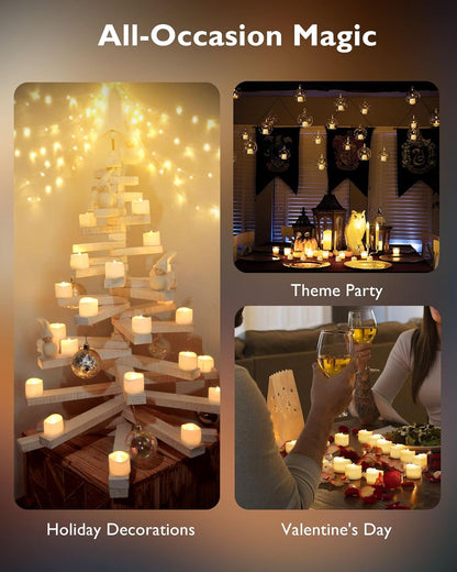 Homemory 48-Pack Flameless LED Tea Lights – Child & Pet Safe Battery Candles, No Open Flame, No Smoke for Family-Friendly Homes