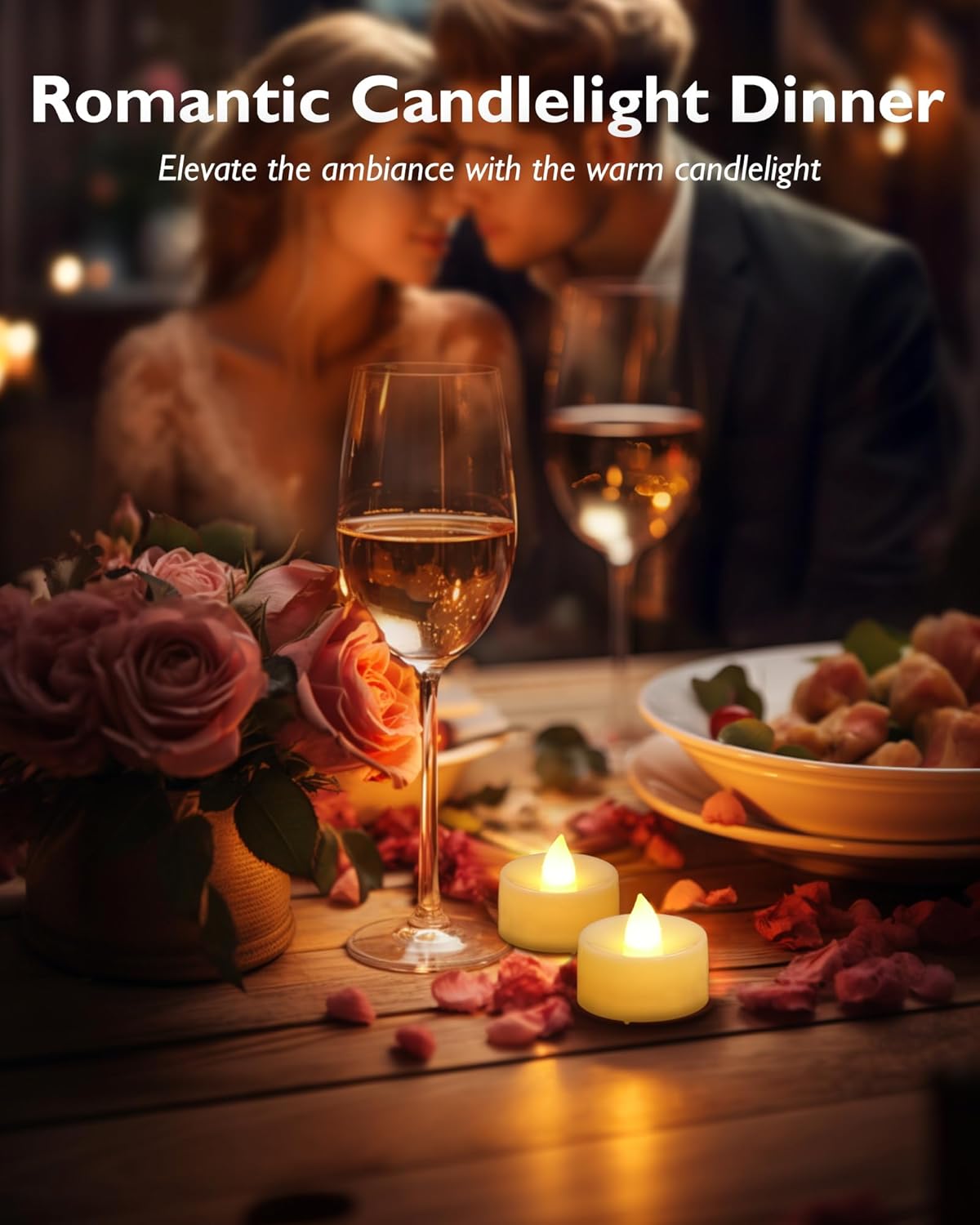 Homemory Flameless Tea Lights 12-Pack with Flickering Glow – Cozy Bedroom, Living Room, and Mantel Decor Accents