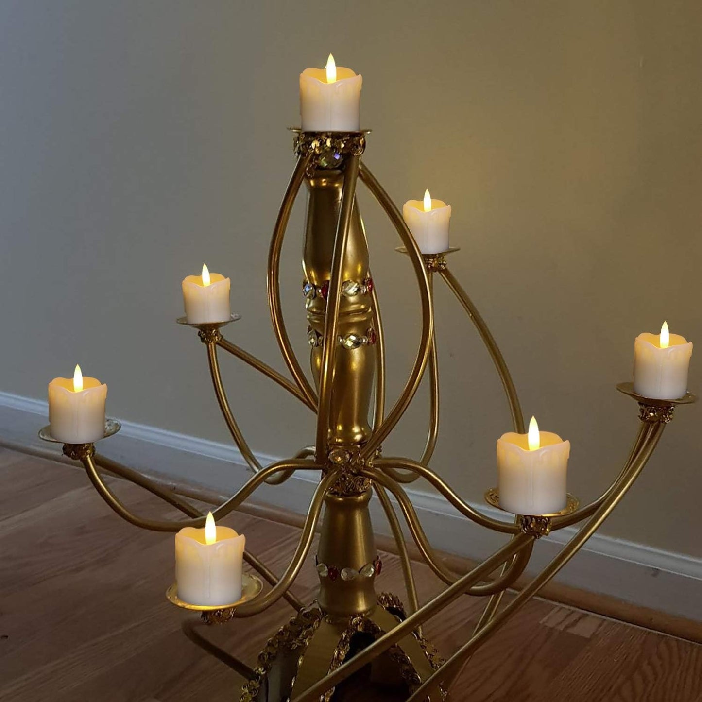 Homemory Flameless Votive Candles with Timer 2x2 Real Wax Shell, 6-Pack Set of Realistic Flicker LED for Living Room Mantel and Centerpiece Display