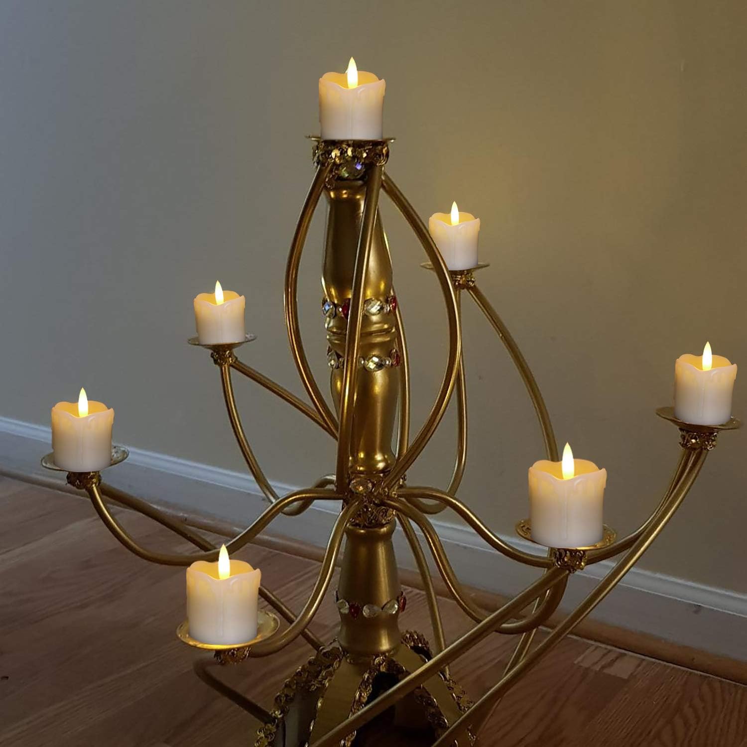 Homemory Flameless Votive Candles with Timer 2x2 Real Wax Shell, 6-Pack Set of Realistic Flicker LED for Living Room Mantel and Centerpiece Display