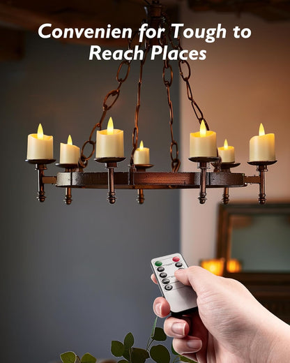 Homemory Realistic Flicker LED Votives 12-Pack – Battery Candles for Mantel Centerpiece, Dining Table and Cozy Living Room Ambiance