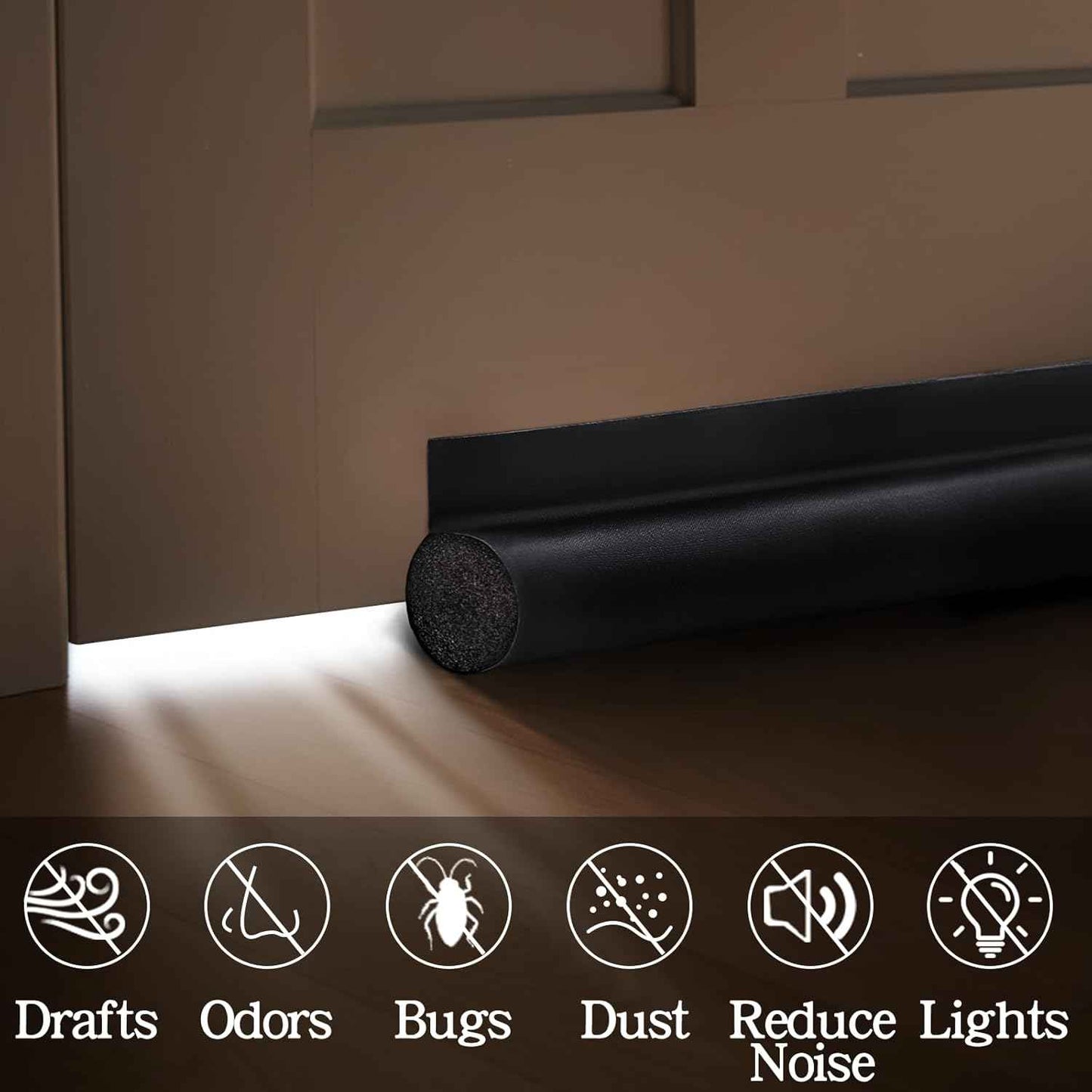 MAXTID Door Draft Stopper 36 Inch Black Adjustable Door Draft Blocker Slim Under Door Draft Guard for Minimalist Home