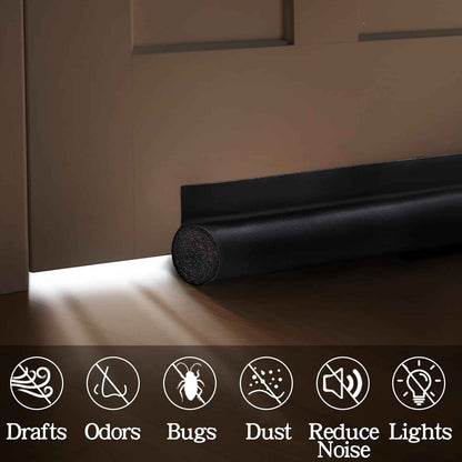 MAXTID Door Draft Stopper 36 Inch Black Adjustable Door Draft Blocker Slim Under Door Draft Guard for Minimalist Home