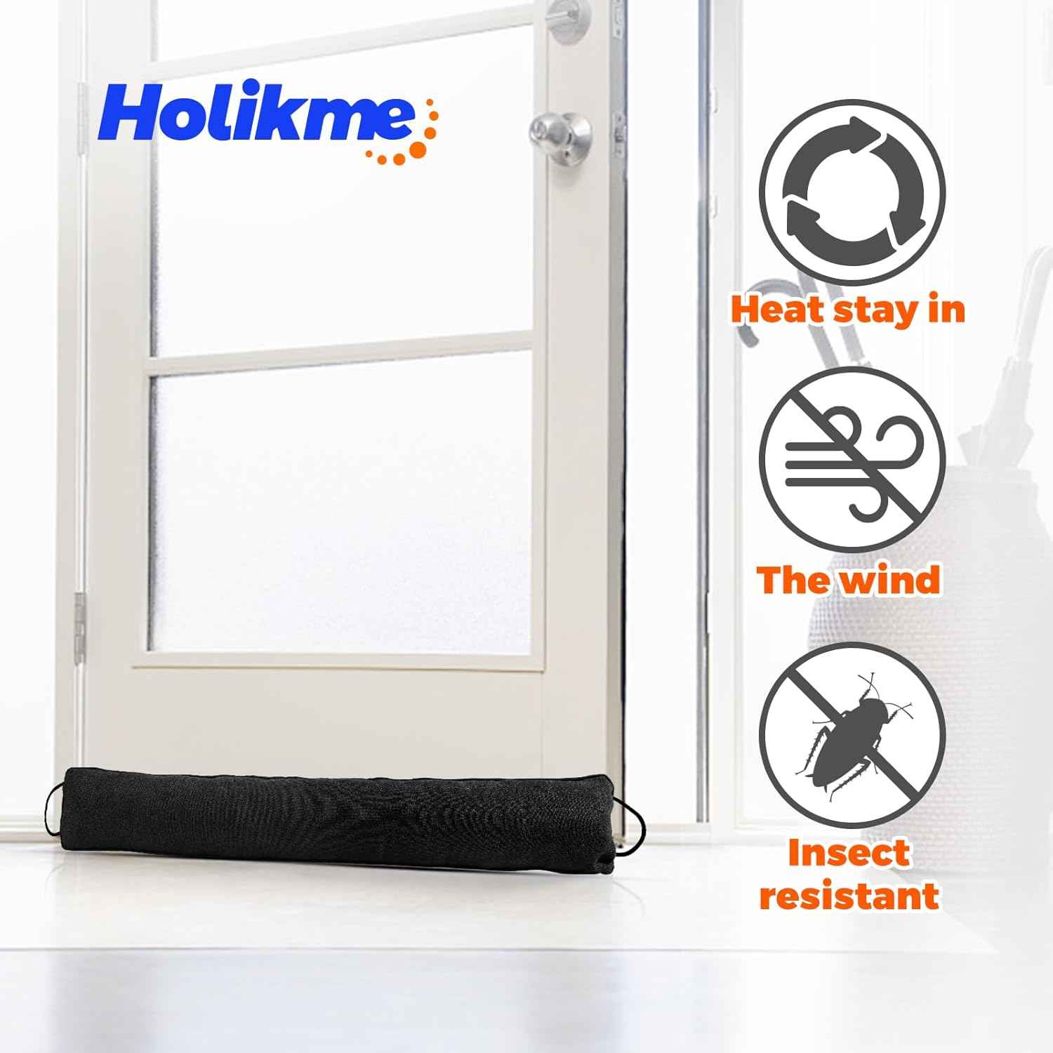 Holikme Door Draft Stopper 36 inch – Flameless-Style Door Bottom Seal for Kid and Pet Safety, No Sharp Tacks or Glass Beads