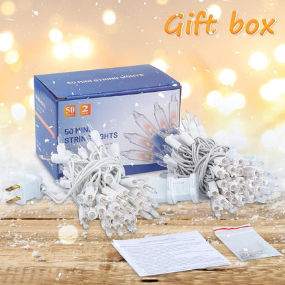 Hopolon Cozy Bedroom String Lights – 2-Pack 50 Mini Incandescent Bulbs, Warm White 3000K Glow for Living Room Aesthetic