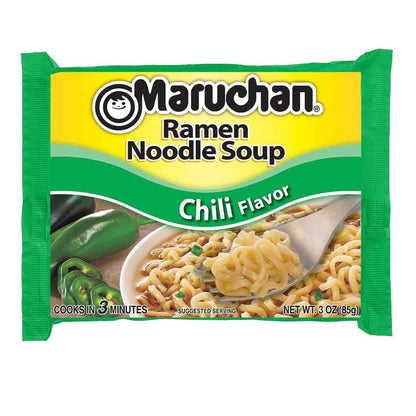 Maruchan Ramen Chili – Clean Pantry Staple for Small Apartments, 24 Single-Serve Packets 3 Oz