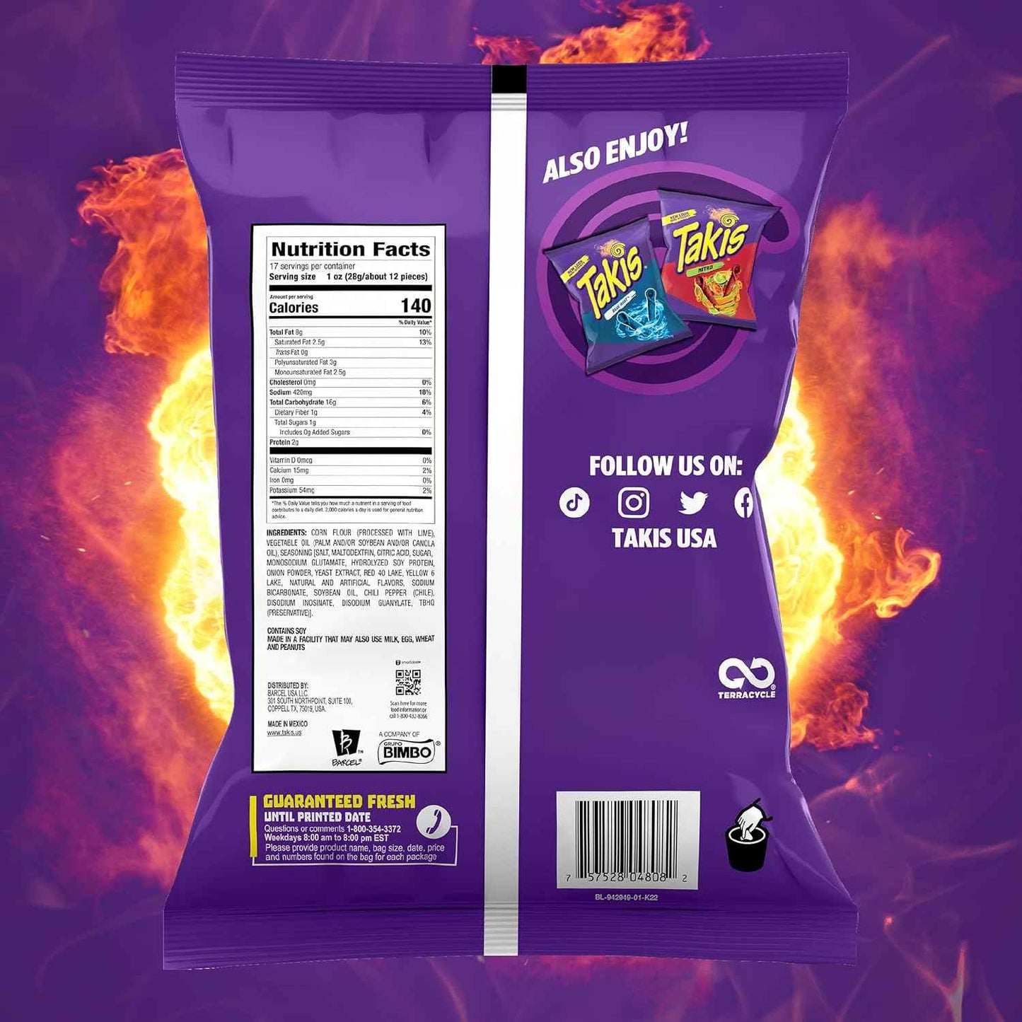 Takis Blue Heat Rolled Chips — Camping and Hiking Portable Snack, Spicy Chili Lime Flavor for Outdoors