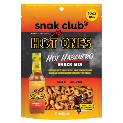 Snak Club x Hot Ones Hot Habanero Snack Mix – Portable Road Trip Snack with Protein and Crunch, No Refrigeration Needed, 10 oz Bag