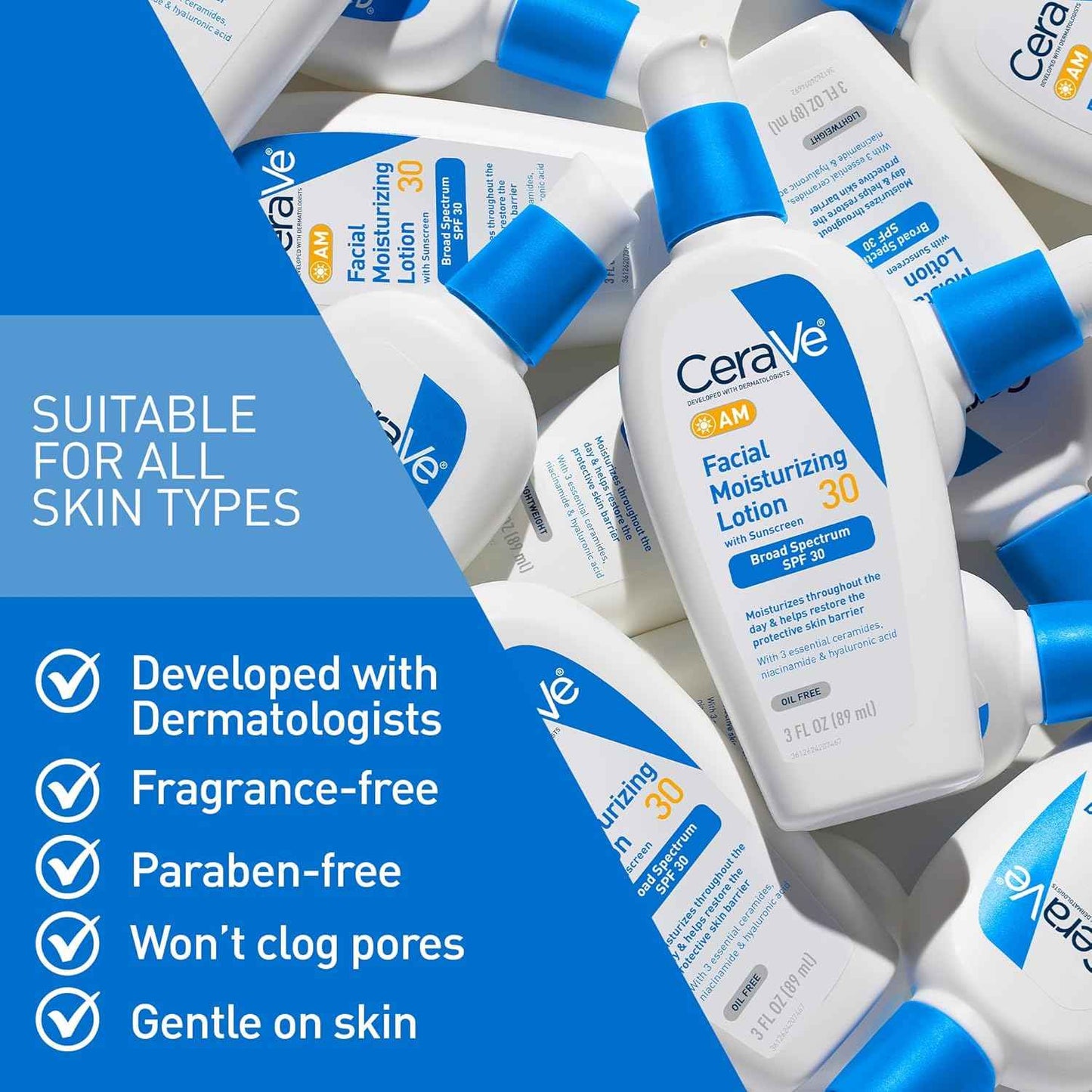 CeraVe AM Facial Moisturizing Lotion SPF 30 – One-Step Sunscreen & Moisturizer for Streamlined Routines