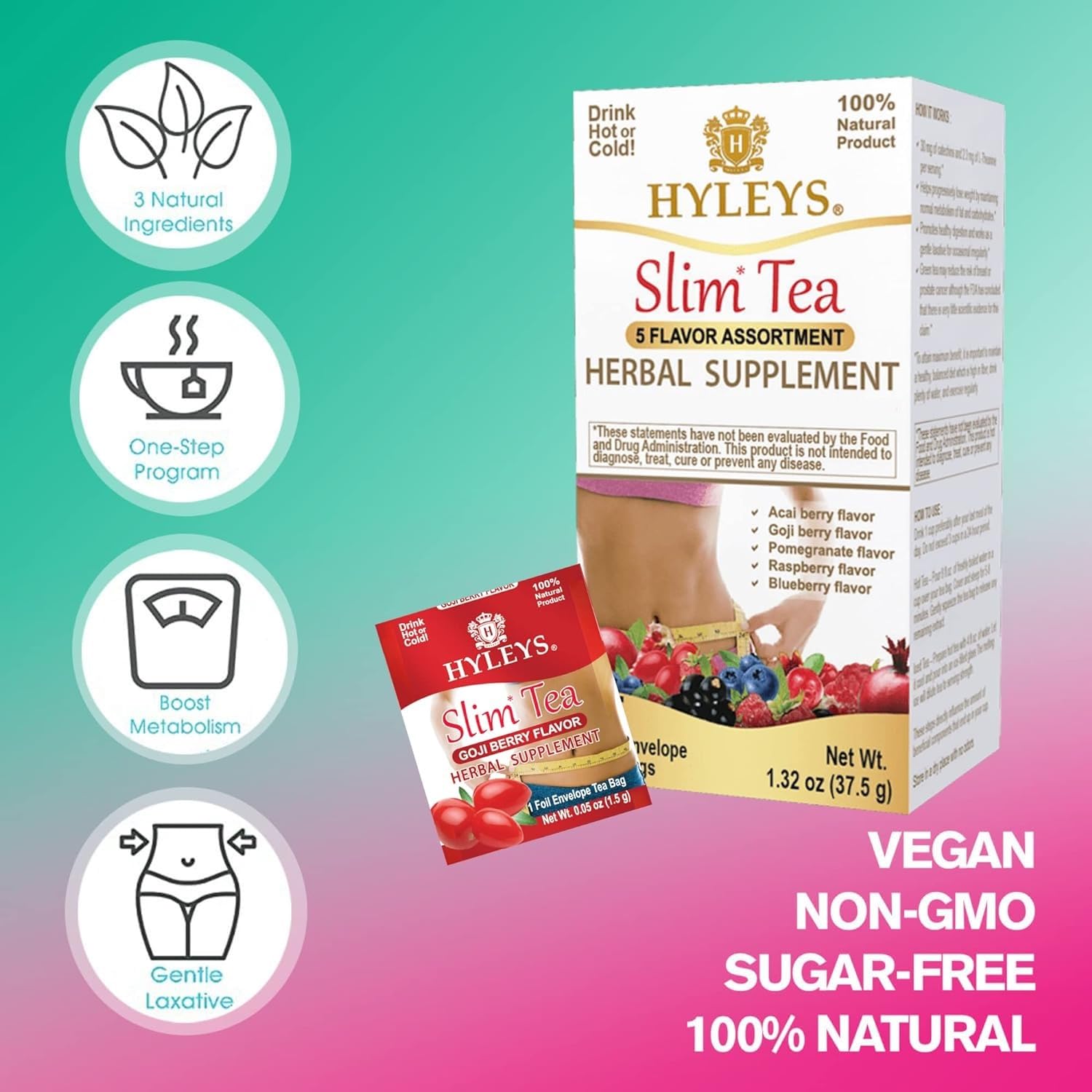 Hyleys Slim Tea 5 Flavor Assortment – Nightly Bedtime Detox Ritual for Women Pursuing Weight Loss and Body Shaping