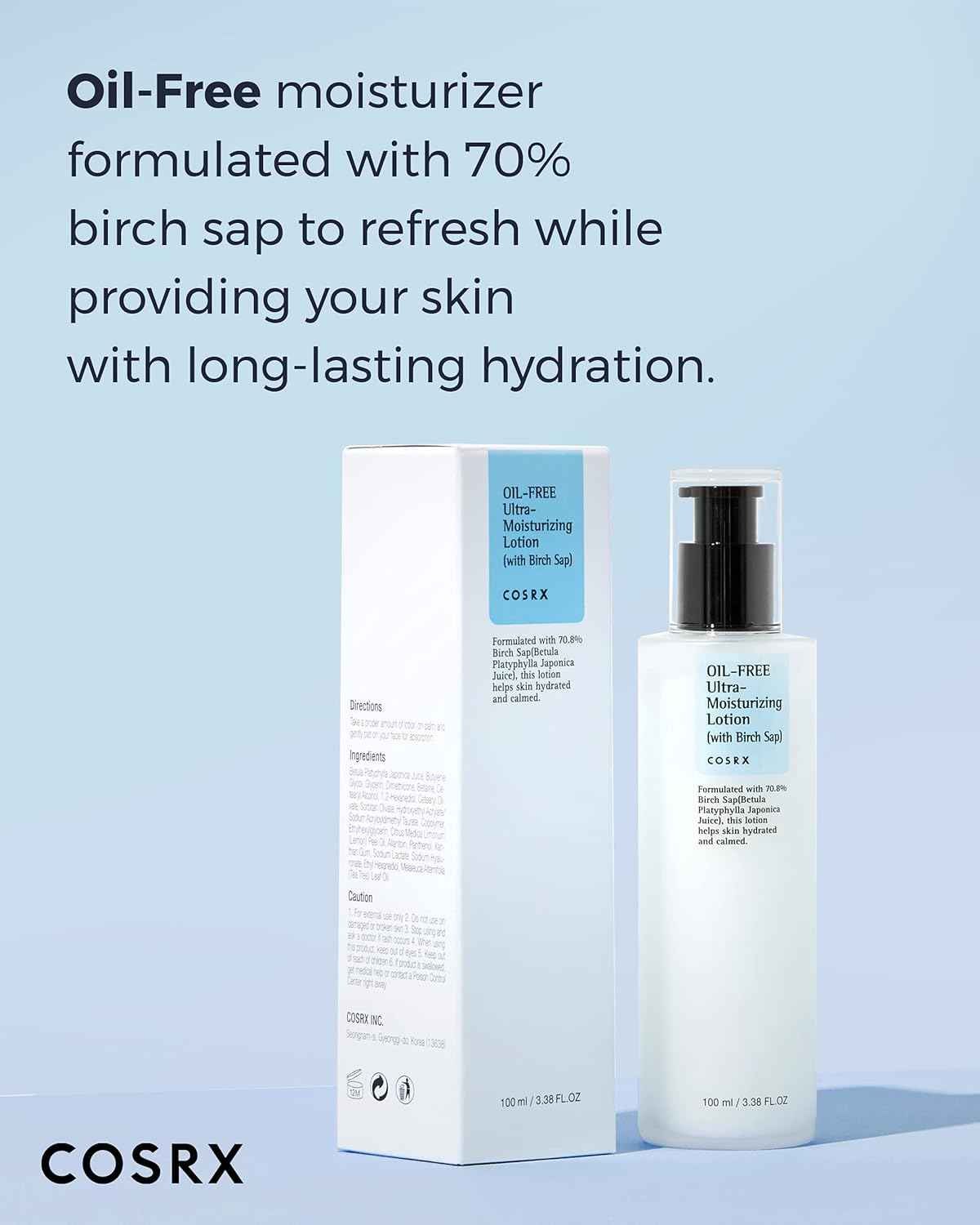 COSRX Oil Free Lotion with Birch Sap – Calming Nighttime Moisturizer for Oily Skin and Pre-Sleep Self-Care Rituals