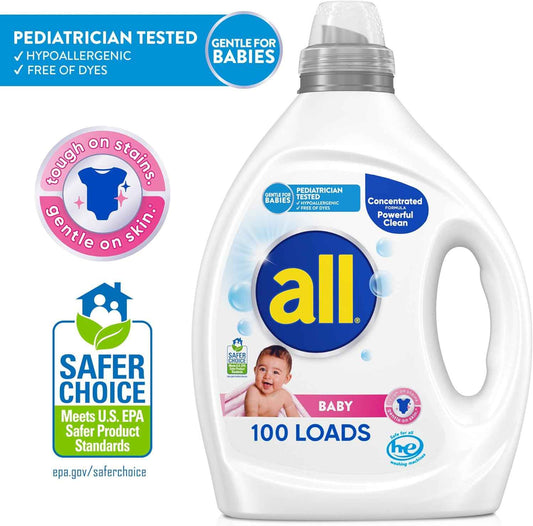 all Baby Laundry Detergent – Hypoallergenic Baby Laundry Detergent Free of Dyes and Irritants for Sensitive Family Skin