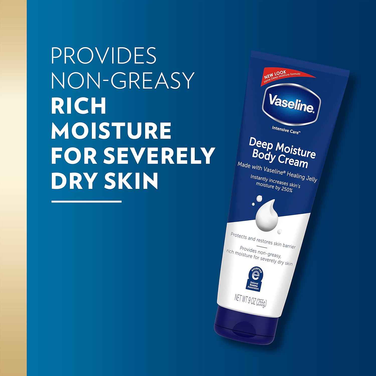 Vaseline Healing Deep Moisture Cream – Hypoallergenic, Non-Comedogenic Body Lotion for Sensitive Skin Families, 8 Pack