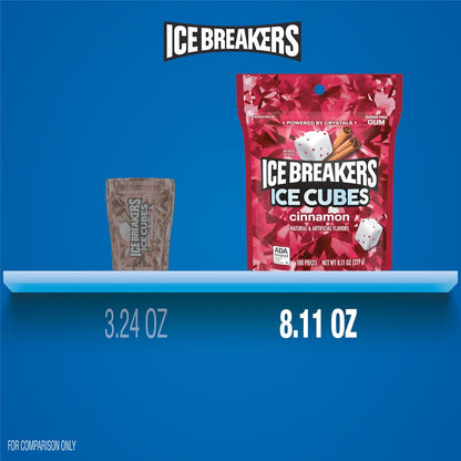 ICE BREAKERS Ice Cubes Cinnamon Sugar Free Chewing Gum Pouch – Daily Self-Care Oral Freshening Ritual for Mindful Wellness Routines
