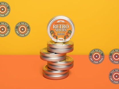 Iconic Candy Retro Sours Hard Tangy Candy Tin – Travel-Friendly Road Trip Sour Candy, Citrus Aluminum Tin