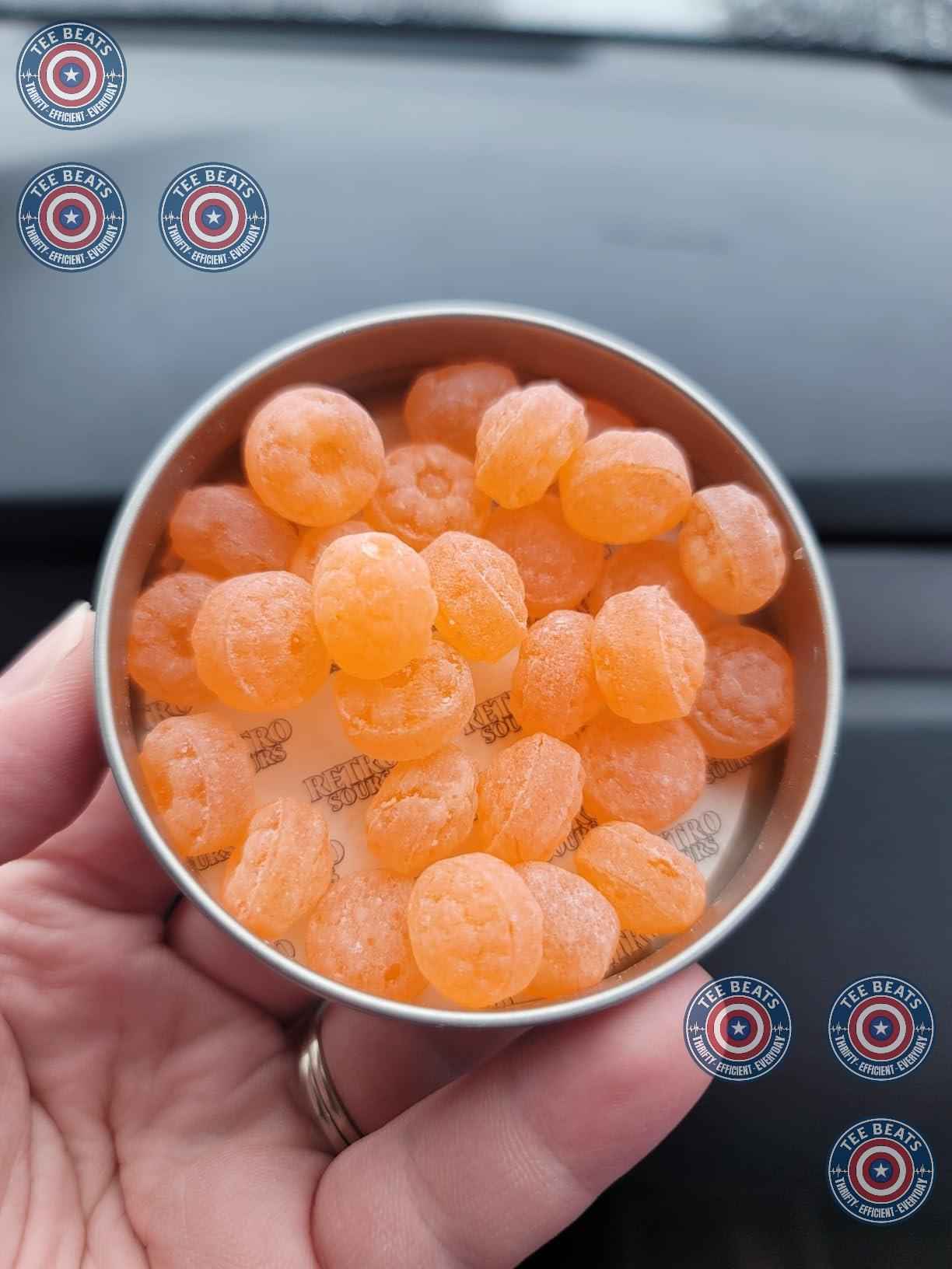 Iconic Candy Retro Sours Hard Tangy Candy Tin – Travel-Friendly Road Trip Sour Candy, Citrus Aluminum Tin