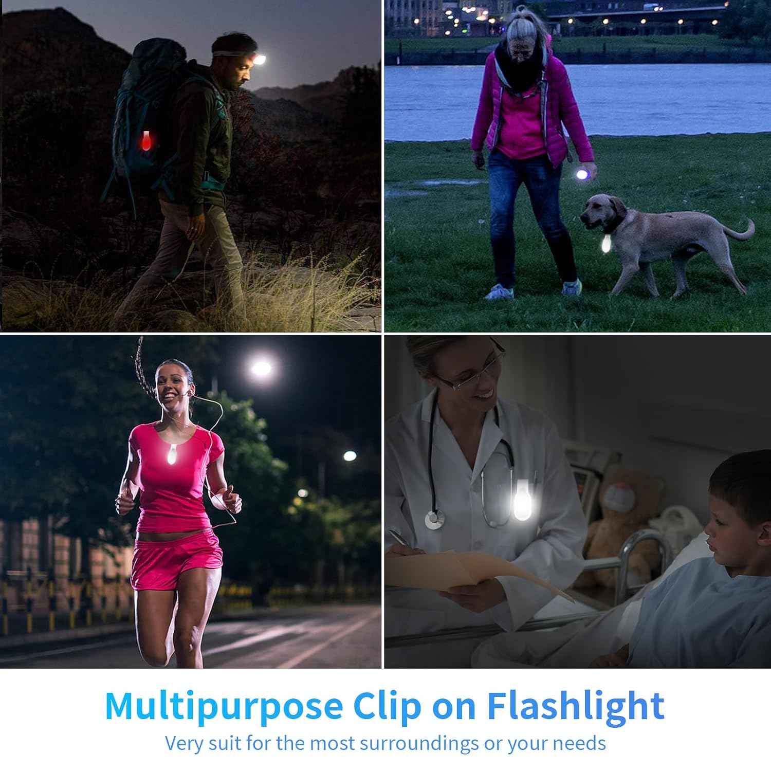 Rechargeable Nurse Light Clip On – Outdoor Adventure Light for Evening Runners, 200-Lumen Clip-On Trail Flashlight