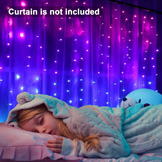 Glowave Ombre Fairy Curtain Lights – Aesthetic Bedroom & Dorm Room Decor, Dimmable LED Window Curtain with 192 Bulbs