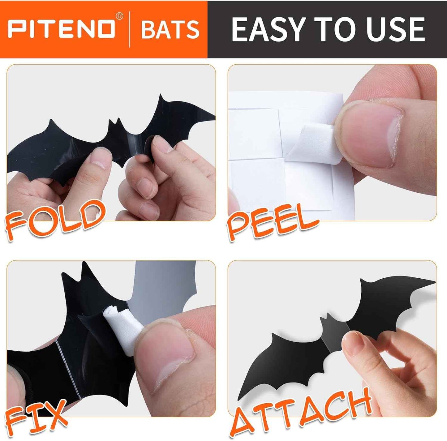 Piteno® Outdoor Halloween Bat Decor 140 Pack, Waterproof PVC 3D Bats for Porch, Patio, and Entryway Trick-or-Treat Night