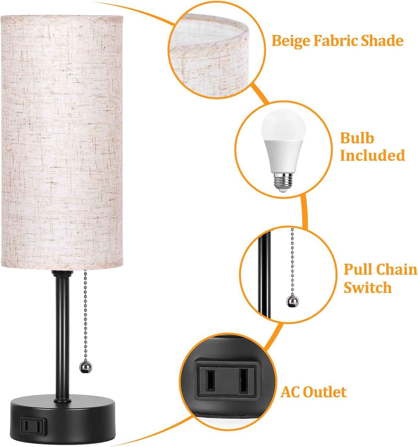 Modern Minimalist Table Lamp for Bedroom, Compact 4.4 Inch Base Reading Light with 2700K 4000K 5000K Modes