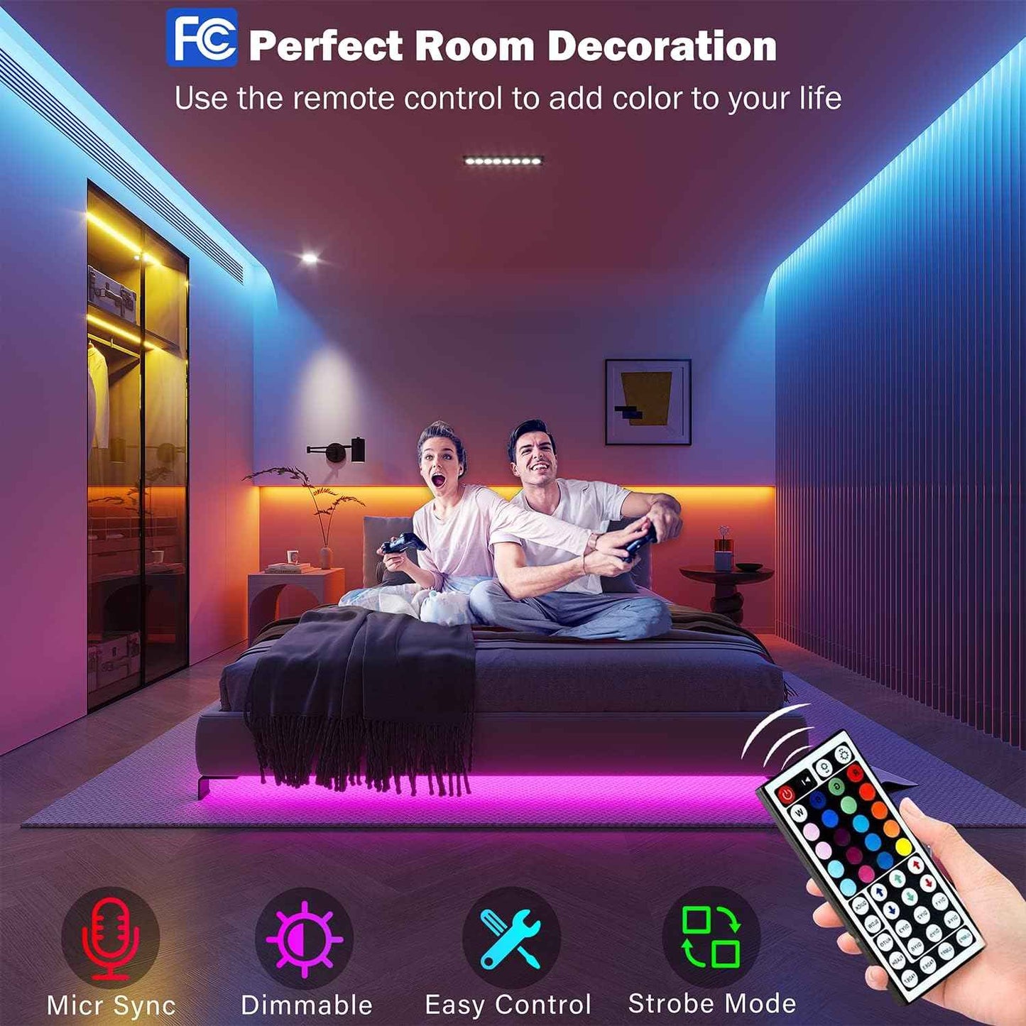 [Brand] RGB LED Light Strip – Birthday Gift for Teens and Young Adults, 64 Scene Modes Bluetooth App