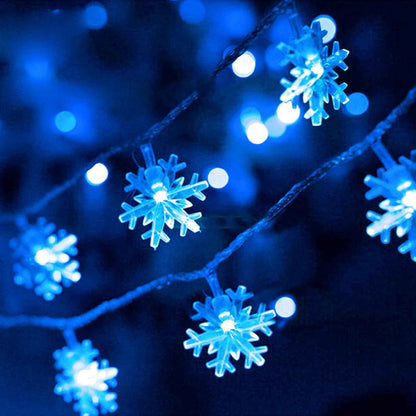 DomeStar Snowflake String Lights – Waterproof Patio and Porch Decor, Battery Powered LED for Covered Outdoor Use