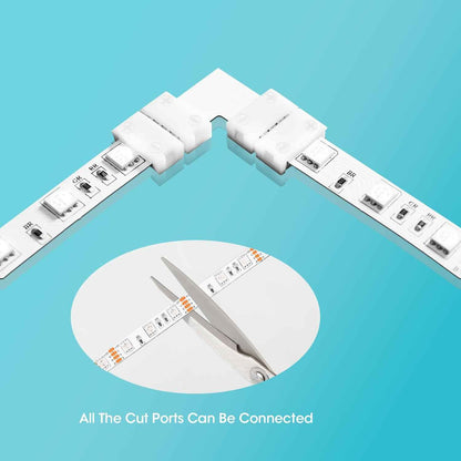MISSOURI 10-Pack LED Strip Connectors – Practical DIY Gift for Him, Solderless 4-Pin L-Shape Adapters for RGB Home Lighting Projects