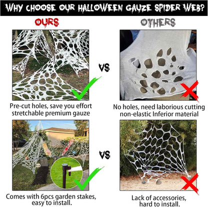 Giant Beef Netting Spider Web – Stretchy Outdoor Halloween Webbing for Yard, Patio and Garden Decor