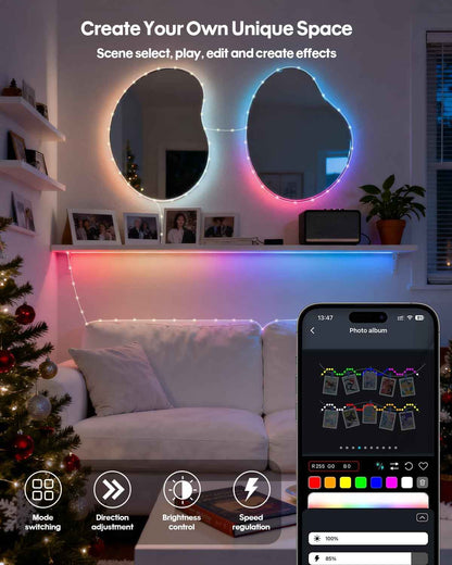 Adecorty Waterproof LED String Lights – Patio & Garden Accent Lighting, IP65 USB Cuttable 33ft