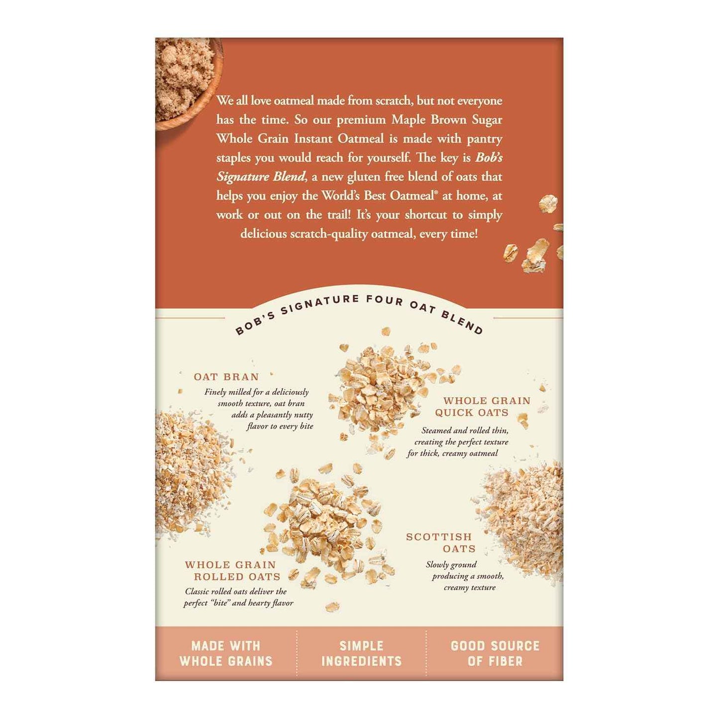 Bob's Red Mill Gluten Free Instant Oatmeal Maple Brown Sugar – Quick Commuter Breakfast for Office Mornings, 6 Pouches