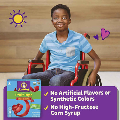 Annie's Organic Fruit Tape Swirly Strawberry – Hostess Gift Snack Basket Addition, 6 Non-GMO Organic Rolls